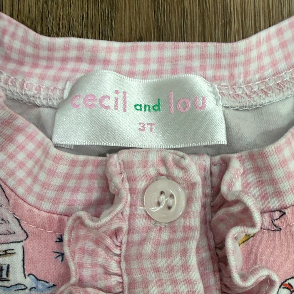 Cecil and Lou,Girls Pink Holiday Print Ruffle Pajama Set - Picture 10 of 10